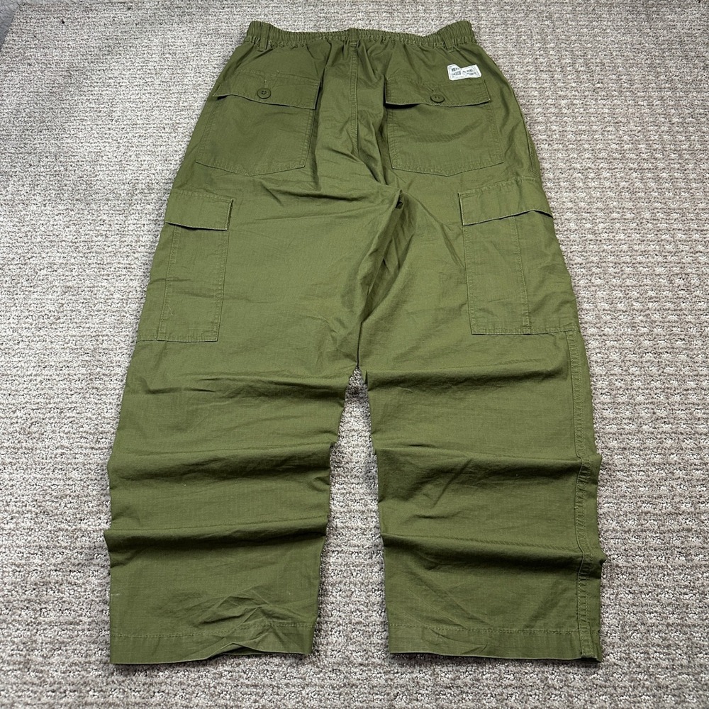 Y2K Baggy Power To The People Cargo Pants Olive Green Wide Leg Utility M
